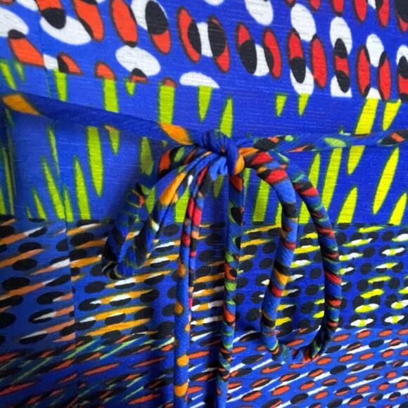 Joseph Ribkoff Dress Shift Size 4 Beaded Neckline Mixed Pattern Attached Belt - Picture 5 of 6